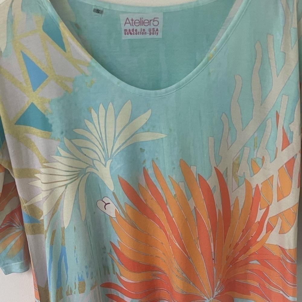 Atelier 5 Gozde Yilmaz Womens Size S Floral 3/4 Sleeve Cotton Poly MIDI - Picture 4 of 11